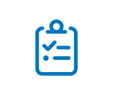 Illustrated icon of a clipboard with a two item list, the first item is checked off.