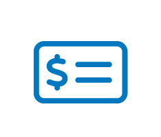 Illustrated icon of a check with a dollar sign
