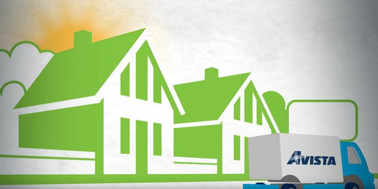 Illustration of Avista truck and houses