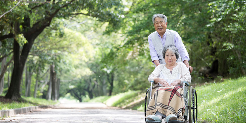 Senior couple on a walk