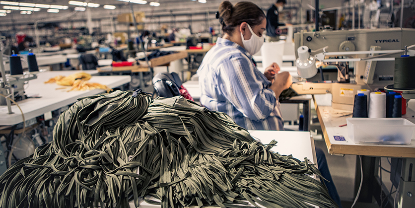 Person making face masks