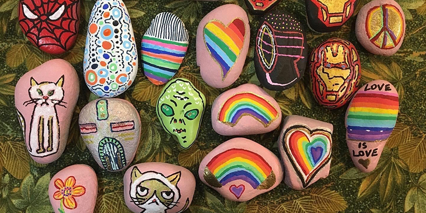 Assortment of painted rocks
