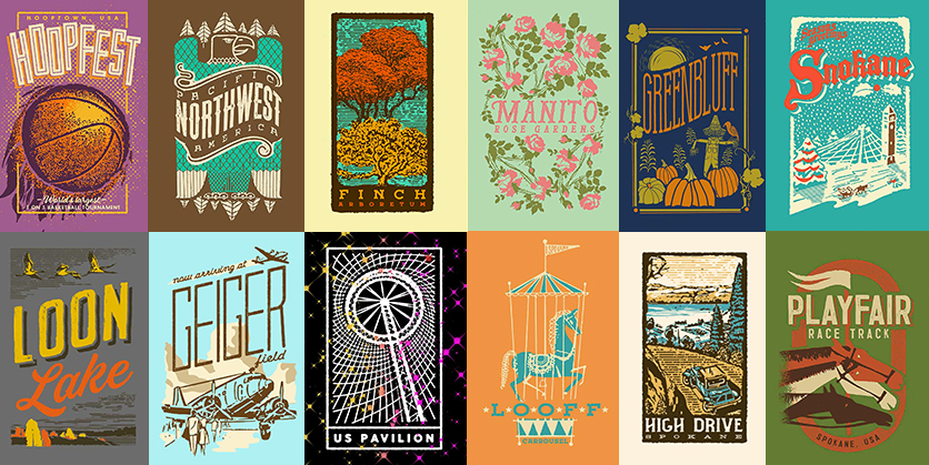 Collage of vintage Washington related prints