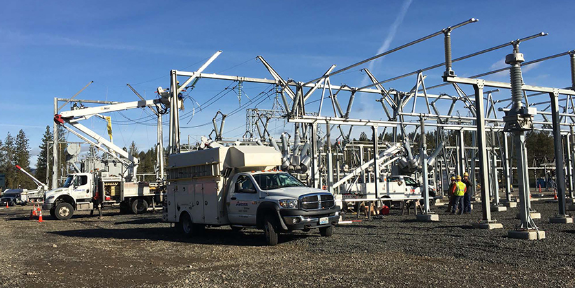 Truck in front of a substation