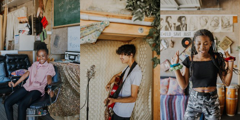Kids at Hillyard nonprofit If You Could Save Just One - two girls smiling and one boy playing guitar and singing