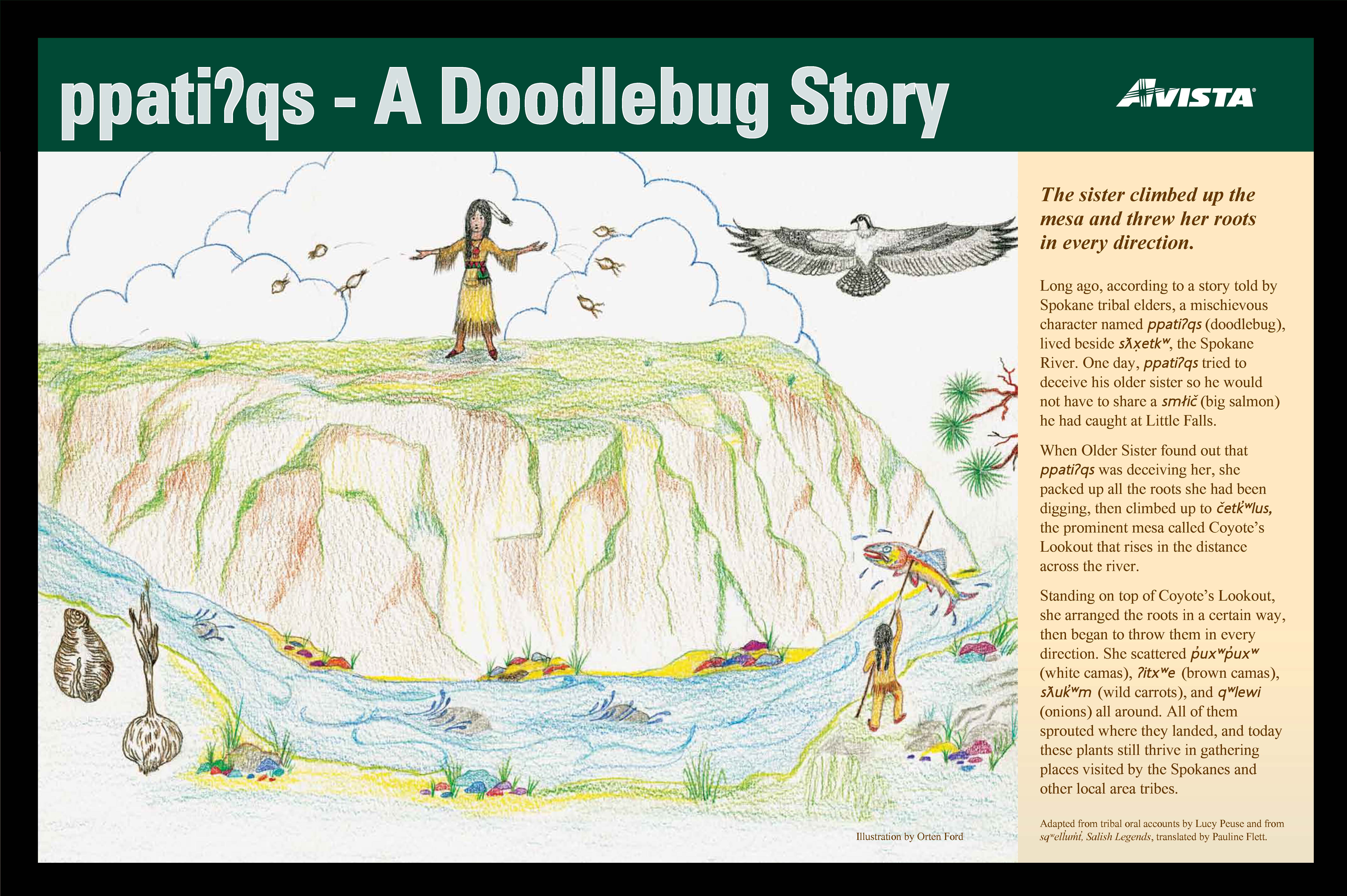 Sign showing illlustration and story of Doodlebug