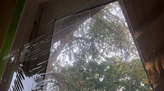 Window plastic finished on a window