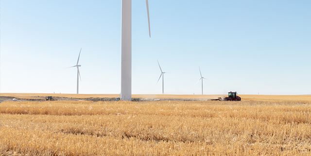 Windmills and blue sky at Rattlesnake Flats Wind Farm