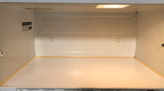 Closeup of a clean microwave