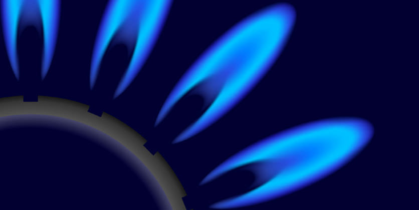 Closeup of a natural gas flame