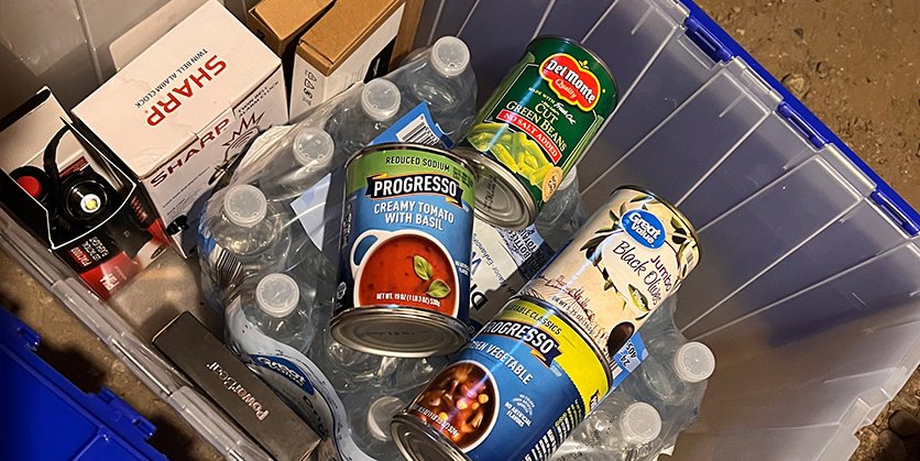 Closeup of an emergency prepardness kit