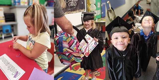 Collage of pre-kindergarteners in Lapwai School summer bootcamp