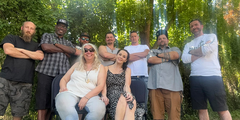 Group of people sitting outside