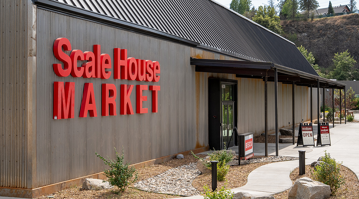 A view of the Scale House Market, located at 4422 E 8th Ave, Spokane Valley, WA.