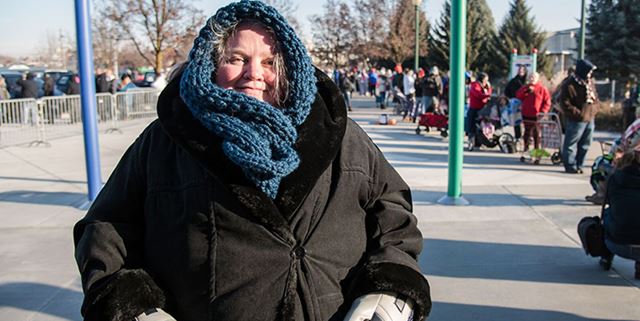 Woman smiling in winter clothes