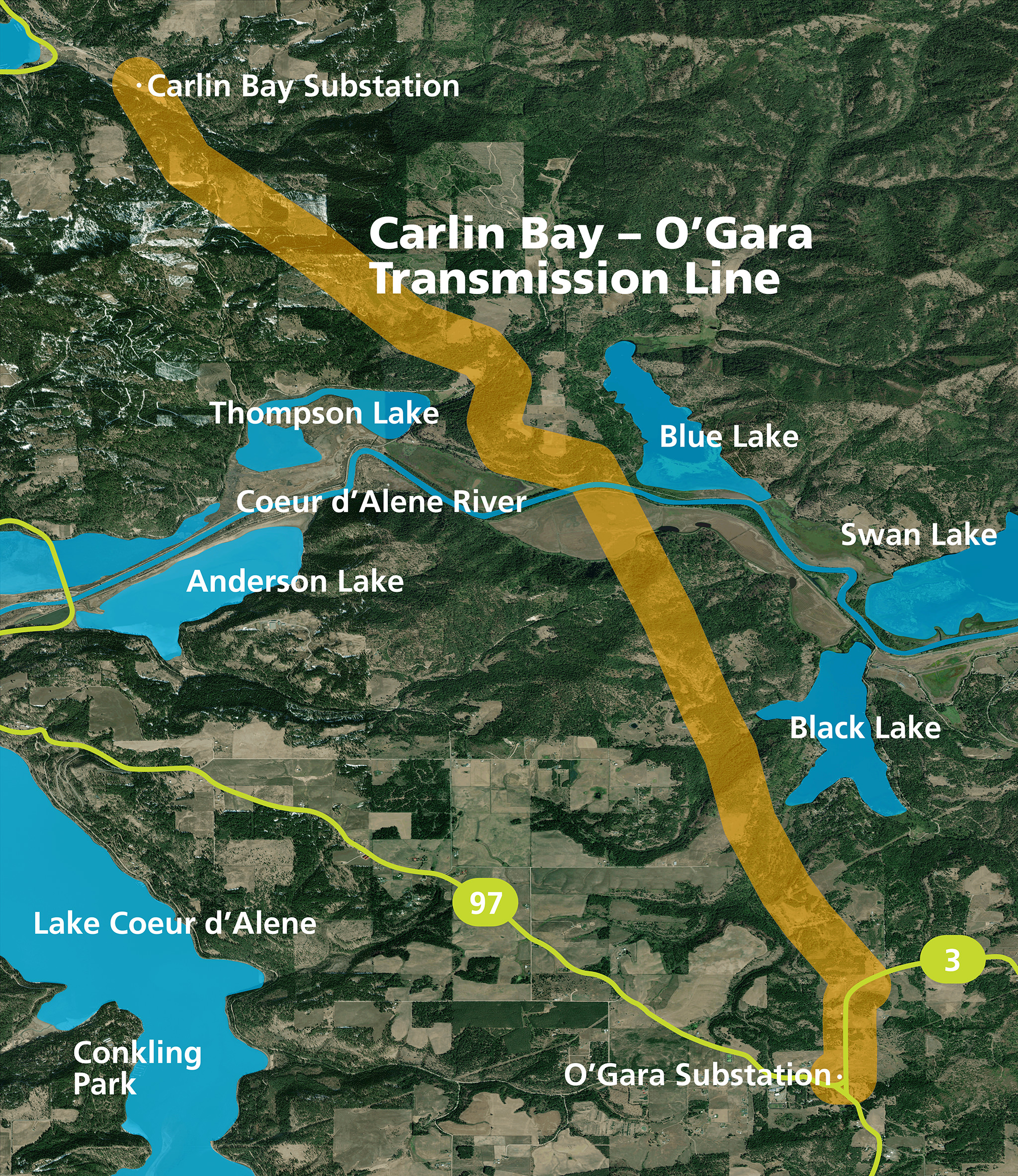 Carlin Bay – O'Gara Transmission Line map