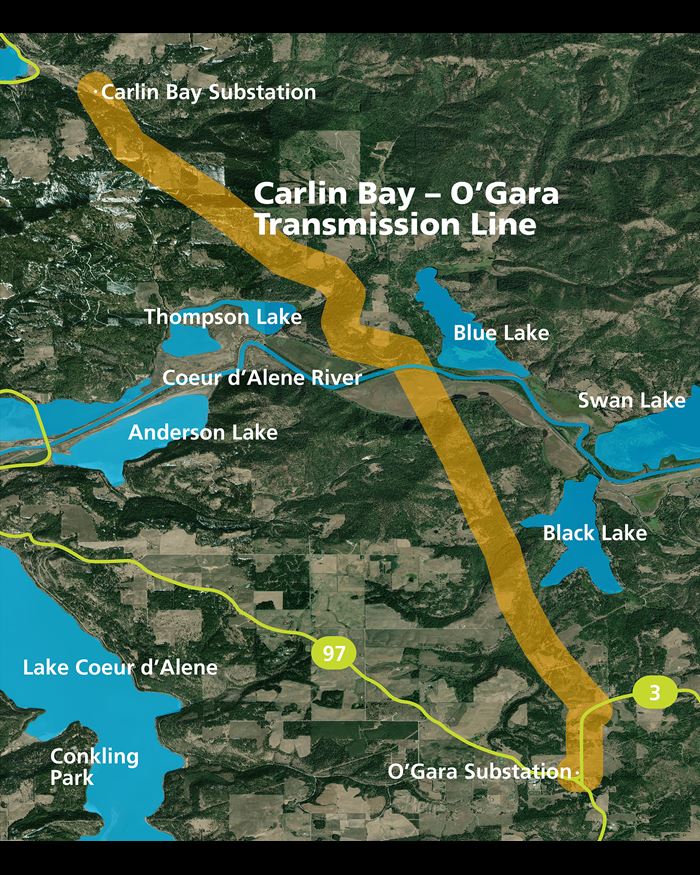 Carlin Bay – O'Gara Transmission Line map