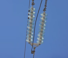 Noncombustible glass insulators.
