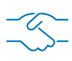 Illustrated handshake using blue lines