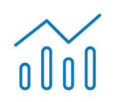 Ilustrated bar graph using blue lines