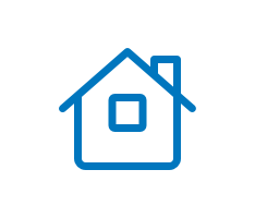 Simple illustrated blue outline of a house